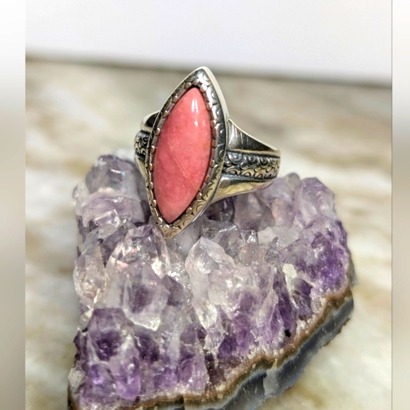 Carolyn Pollack Pink Rhodochrosite Ring - Picture 5 of 8
